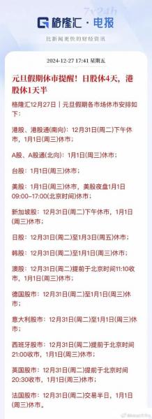 股市休市时间表2019元旦/2021元旦股市休市几天